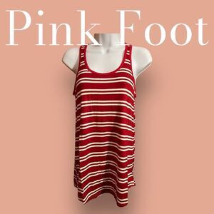 Pink Foot Red and White Striped Tank Sz S